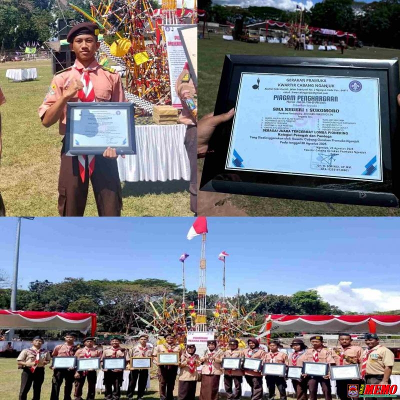 SMAN 1 Sukomoro Dinobatkan Juara Tercermat Lomba Pioneering Penegak & Pandega Kwarcab Nganjuk 2025